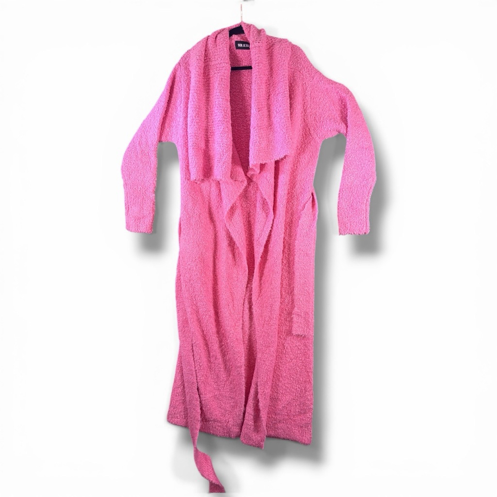 Women's SEROYA Pink Long Cardigan size L in Rose Bloom - Picture 8 of 8